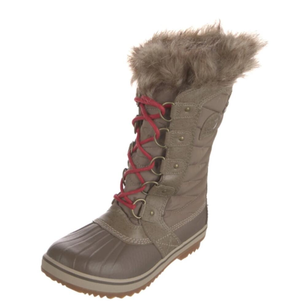 Sorel Tofino II Boot, Khaki Waterproof Winter Boots, Gold Faux Fur Glam Boot